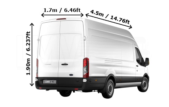Removals Extra Large Van and Man in London - Back View Dimension