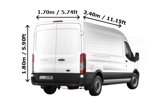 Removals Large Van and Man in London - Back View Dimension