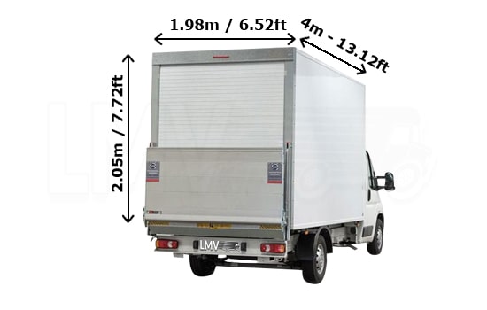 Removals Luton Van and Man in London - Back View Dimension