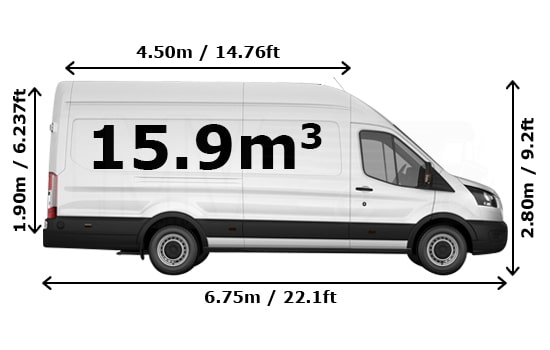 Removals Extra Large Van and Man in London - Side View Dimension