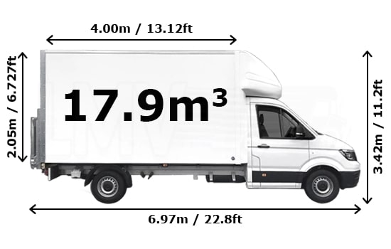 Removals Luton Van and Man in London - Side View Dimension